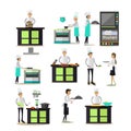 Vector set of professional cooking people icons in flat style