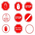 Prohibition and Stop Traffic Signs Vector Set Royalty Free Stock Photo