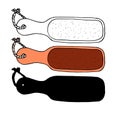 Vector set of pumice stone for brown feet with a rope. hand-drawn sketch-style foot care tool isolated contour and silhouette in