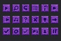 Vector Set of Purple Stone Buttons for Web or Game Design