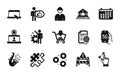 Vector set of Puzzle, Like and Jazz icons simple set. Vector