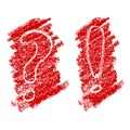 vector set 2 question and answer from red white crayon