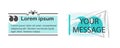 Vector set quotation template in quotes. Vector banner with frame and quotes.