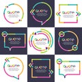 Vector set of quote forms template. Multicolor trendy background