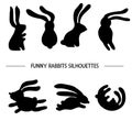 Vector set of rabbits silhouettes. Royalty Free Stock Photo
