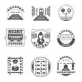 Vector set of railway emblem. Railroad labels or Royalty Free Stock Photo