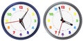 Vector set of Rainbow colors modern round clock with various clock hands. Rainbow colorful clock dial face. Vector clock