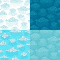 Vector set of rainy seamless patterns. Royalty Free Stock Photo