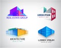 Vector set of Real Estate, Building and Construction Logo Vector Design. 3d structure, colorful Royalty Free Stock Photo