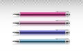 Vector set of realistic ballpoint pens on transparent background, branding template. mockup. Corporate Identity Mock Up