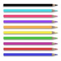 Vector set of 10 realistic colored pencils. Royalty Free Stock Photo