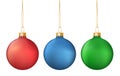 Vector set of realistic colorful hanging christmas balls isolate