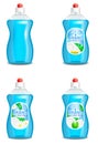Vector set of realistic dishwashing liquid product icons isolated on background. Plastic bottle label design. Washing-up Royalty Free Stock Photo