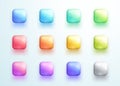 Glossy Square Button Shape Icon Vector Elements Set Royalty Free Stock Photo