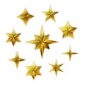 Vector set of realistic golden 3D stars Royalty Free Stock Photo