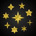 Vector set of realistic golden 3d stars. Royalty Free Stock Photo