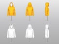Vector set of realistic hoodies on mannequins