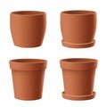 Vector set of realistic isolated brown flower pot Royalty Free Stock Photo