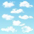 Vector set of realistic isolated cloud on the transparent background. Vector illustration Royalty Free Stock Photo