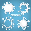 Vector set of realistic milk or yogurt splashes Royalty Free Stock Photo