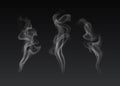 Vector set of realistic smoke effects on dark background