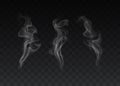 Vector set of realistic smoke effects on dark background