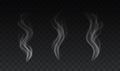 Vector set of realistic smoke or steam effects on dark background Royalty Free Stock Photo