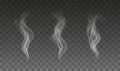 Vector set of realistic smoke or steam transparent effects on dark background Royalty Free Stock Photo