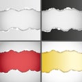 Vector set of realistic torn paper backgrounds with empty space for your text Royalty Free Stock Photo