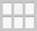 Vector set of realistic and vertical spiral notebooks. Realistic notepads lined and dots paper page isolated grey Royalty Free Stock Photo