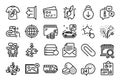 Vector set of Recovery server, 24h service and Block diagram line icons set. Vector