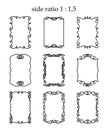 Vector set of rectangular outline frames isolated