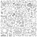 Vector set of recyclable items. Black and white collection of objects on the theme of garbage and environmental pollution