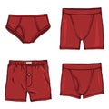 Vector Set of Red Mens Underwear