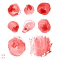 Vector set of red, pink watercolor hand painted texture backgrounds