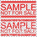 Set red rubber stamp effect, sample not for sale, at transparent effect nackground Royalty Free Stock Photo