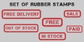 Vector Set of Red Rubber Stamps Royalty Free Stock Photo