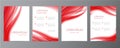 Vector set of red wavy abstract covers, brochures, flyers