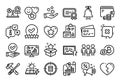 Vector set of Refresh bitcoin, Calculator target and Group line icons set. Vector