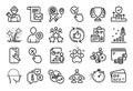 Vector set of Reject click, Winner and Timer line icons set. Vector