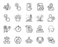 Vector set of Reject click, Winner and Timer line icons set. Vector