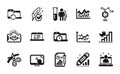 Vector set of Report document, Web lectures and Touch screen icons simple set. Vector