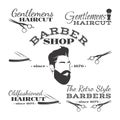 Vector set of retro barber shop logo, labels, badges and design