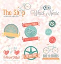 Vector Set: Retro Bike Shop Labels and Icons