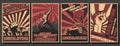 Set of Retro Communism Propaganda Posters