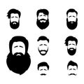 Vector set retro mens hairstyles on a white background