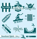 Vector Set: Retro Snowboarding Labels Royalty Free Stock Photo