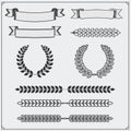 Vector set with ribbons and laurel wreaths. Royalty Free Stock Photo