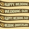 Vector set of ribbons with Wedding wishes