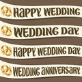 Vector set of ribbons with Wedding wishes